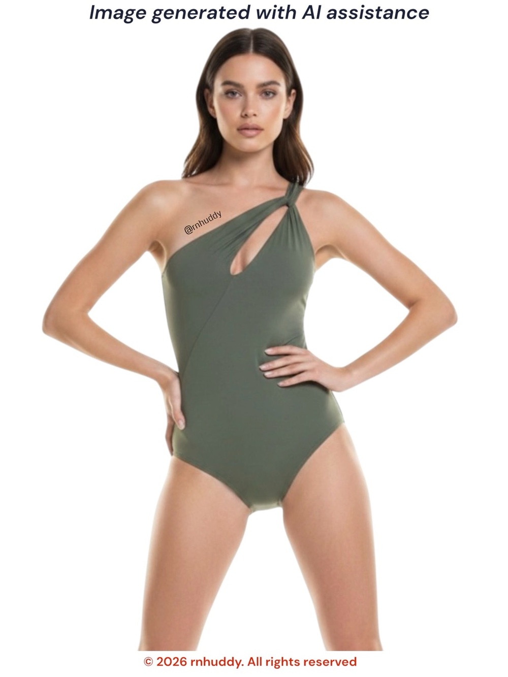 Carmen Marc Valvo size 14 palm green one shoulder swimsuit